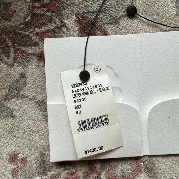 CHANEL Black Suede Pearls Logo Chain Belt 80 32 L@@K! *MINT* - Picture 4 of 14